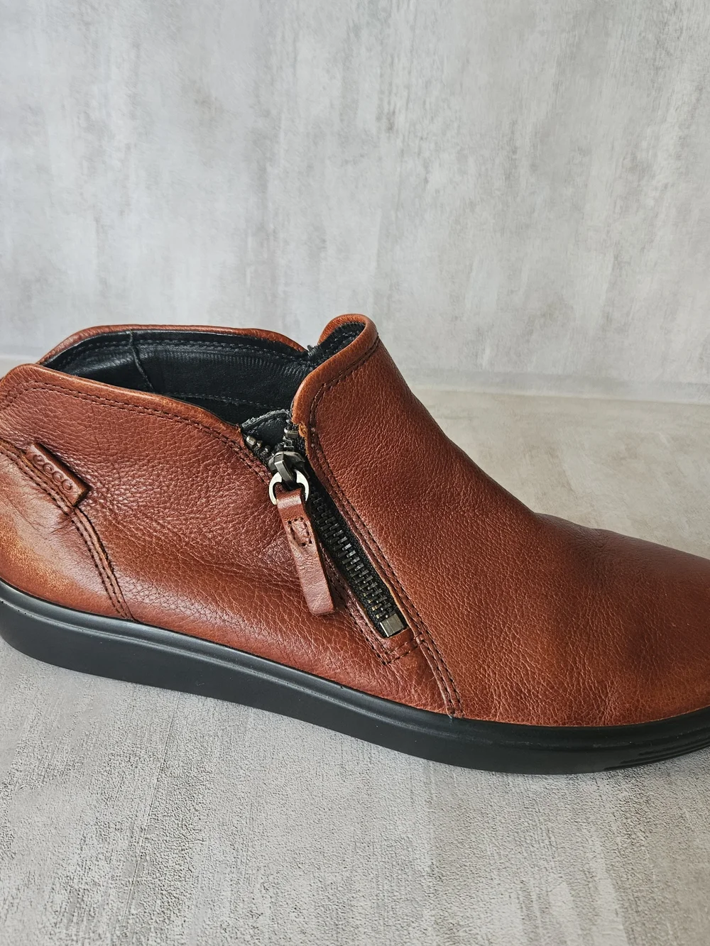 ECCO Soft 7 Cognac Brown Leather Zip Ankle Booties Size 40 / US 9 - Picture 14 of 16